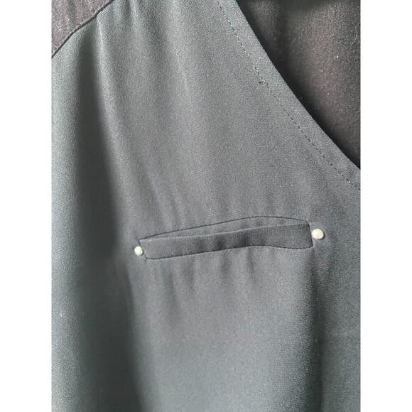 Fortune + Ivy Mixed Material Tie-Front Cap Sleeve Blouse, Size Small - Picture 4 of 7